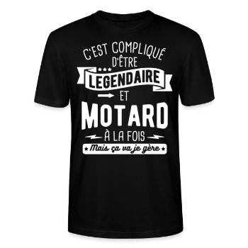 Légendaire et motard - T-shirt bio CRAFTER Stanley Stella Unisexe - noir - Devant - Alina (178cm) & Michal (187cm)
