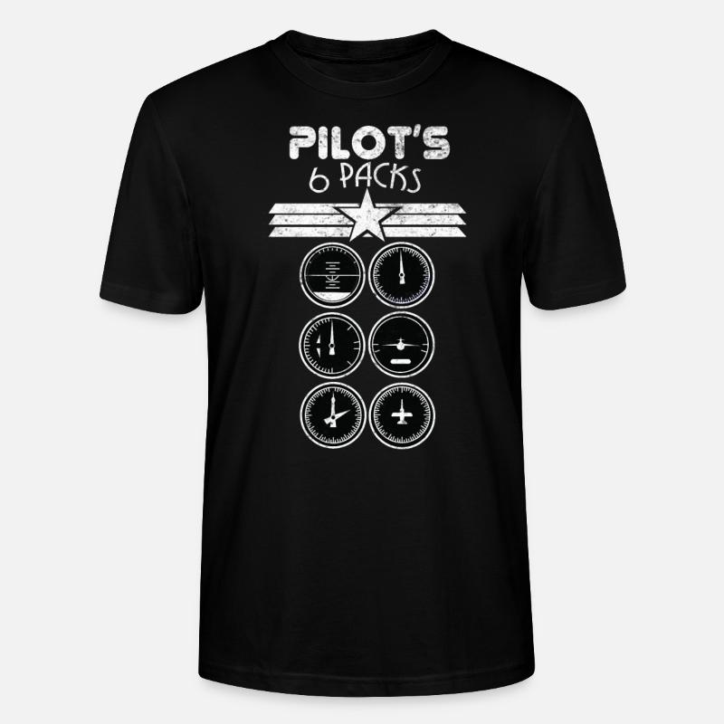 Pilot Cockpit Sixpack - Stanley/Stella Unisex Bio-T-Shirt CRAFTER - Schwarz