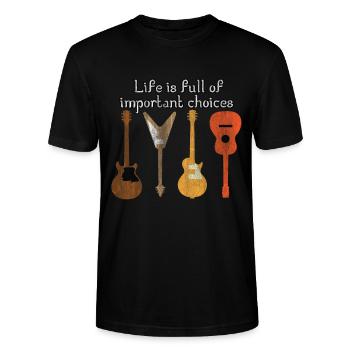 Gitarre E-Gitarre - Stanley/Stella Unisex Bio-T-Shirt CRAFTER - Schwarz - Vorne - Alina (178cm) & Michal (187cm)