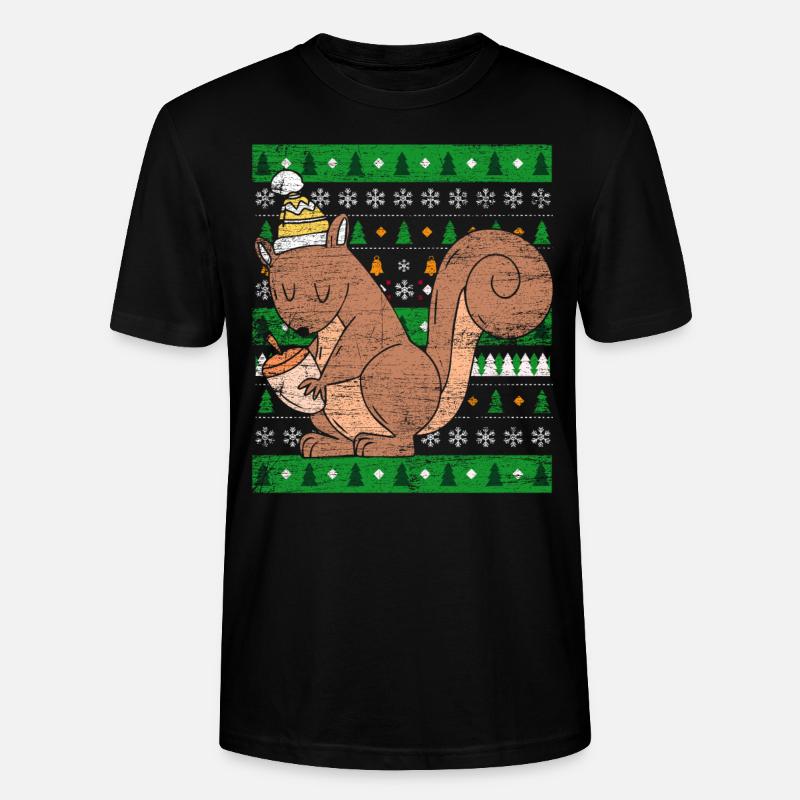 Ugly Christmas Eichhörnchen - Stanley/Stella Unisex Bio-T-Shirt CRAFTER - Schwarz