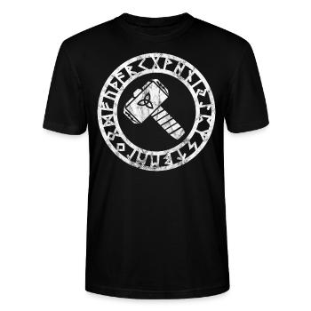 Thors Hammer Viking Wikinger - Stanley/Stella Unisex Bio-T-Shirt CRAFTER - Schwarz - Vorne - Alina (178cm) & Michal (187cm)