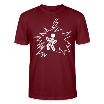 lightning strike - Stanley/Stella CRAFTER Unisex Organic T-Shirt - burgundy - Front - Alina (178cm) & Michal (187cm)