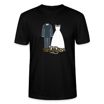 MR MRS black Souvenir, Gift, Gift Idea - Stanley/Stella Unisex Bio-T-Shirt CRAFTER - Schwarz - Vorne - Alina (178cm) & Michal (187cm)