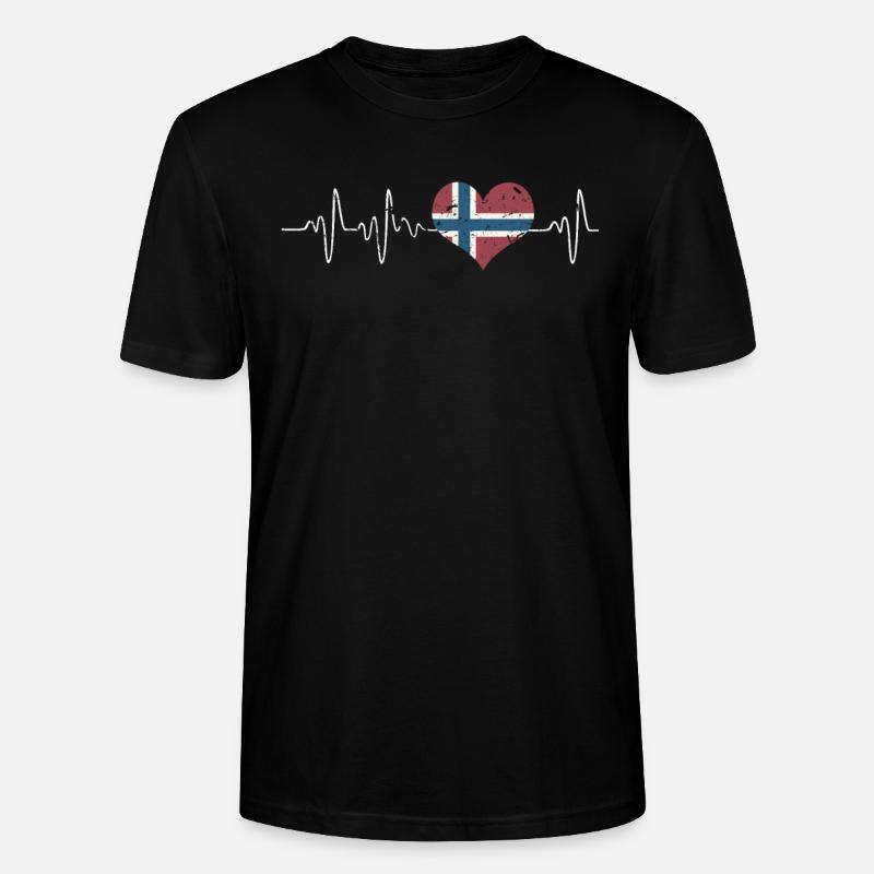 Norwegen Puls Herz - Stanley/Stella Unisex Bio-T-Shirt CRAFTER - Schwarz