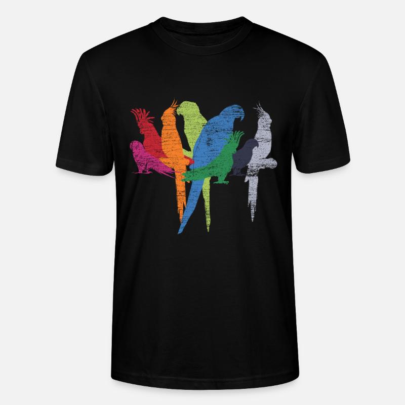 Oiseaux perroquets - T-shirt bio CRAFTER Stanley Stella Unisexe - noir