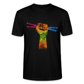 Drum Drumsticks - Stanley/Stella CRAFTER Unisex Organic T-Shirt - black - Front - Alina (178cm) & Michal (187cm)