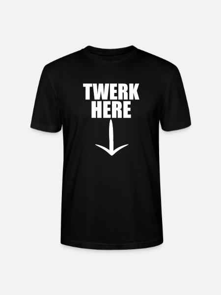Twerk Here arrow down saying - Stanley/Stella CRAFTER Unisex Organic T-Shirt - black
