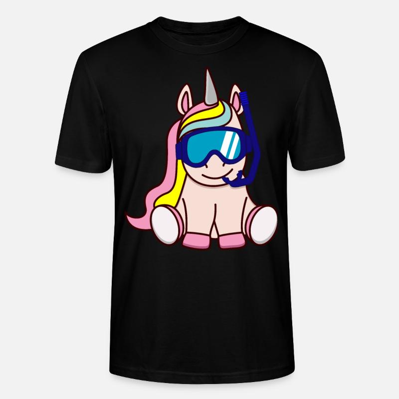 Taucher Einhorn Geschenkidee Geschenk - Stanley/Stella Unisex Bio-T-Shirt CRAFTER - Schwarz
