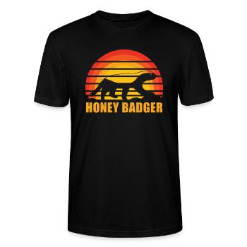 Honigdachs - Stanley/Stella Unisex Bio-T-Shirt CRAFTER - Schwarz - Vorne - Alina (178cm) & Michal (187cm)