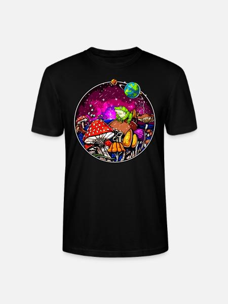 Psychedelic Magic Mushrooms Hallucinogenic Frog - Stanley/Stella CRAFTER Unisex Organic T-Shirt - black