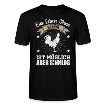 Huhn - Stanley/Stella Unisex Bio-T-Shirt CRAFTER - Schwarz - Vorne - Alina (178cm) & Michal (187cm)