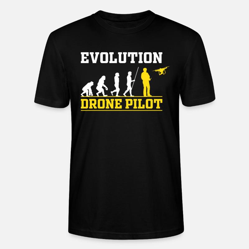 Drohne Pilot Evolution Geschenk Idee - Stanley/Stella Unisex Bio-T-Shirt CRAFTER - Schwarz