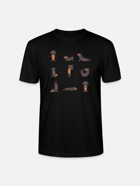 Yoga Dachshund - Stanley/Stella CRAFTER Unisex Organic T-Shirt - black