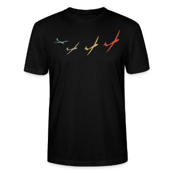 Pilote de planeur T-shirt cadeau pilote de planeur - T-shirt bio CRAFTER Stanley Stella Unisexe - noir - Devant - Alina (178cm) & Michal (187cm)