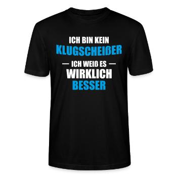 Ich bin kein Klugscheisser ich weiss es besser - Stanley/Stella Unisex Bio-T-Shirt CRAFTER - Schwarz - Vorne - Alina (178cm) & Michal (187cm)