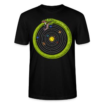 Sonnensystem Ouroboros Schlange - Stanley/Stella Unisex Bio-T-Shirt CRAFTER - Schwarz - Vorne - Alina (178cm) & Michal (187cm)