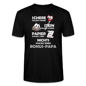 Nichts schlägt einen Bonus-Papa - Stanley/Stella Unisex Bio-T-Shirt CRAFTER - Schwarz - Vorne - Alina (178cm) & Michal (187cm)