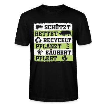 Klimaschutz Naturschutz Umwelt Umweltschutz - Stanley/Stella Unisex Bio-T-Shirt CRAFTER - Schwarz - Vorne - Alina (178cm) & Michal (187cm)