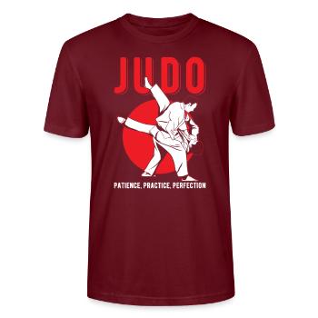 Judo - Stanley/Stella Unisex Bio-T-Shirt CRAFTER - Burgunderrot - Vorne - Alina (178cm) & Michal (187cm)