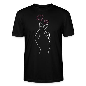 K-Pop - T-shirt bio CRAFTER Stanley Stella Unisexe - noir - Devant - Alina (178cm) & Michal (187cm)