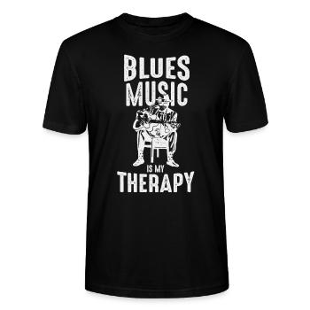 Blues music is my therapy - Stanley/Stella CRAFTER Unisex Organic T-Shirt - black - Front - Alina (178cm) & Michal (187cm)