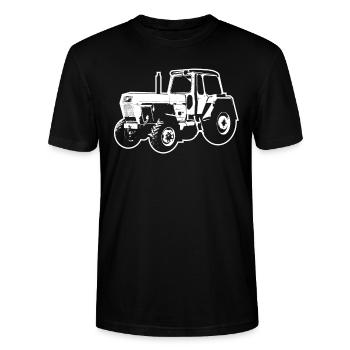 Fortschritt Traktor Trecker Landwirt Geschenk lpg - Stanley/Stella Unisex Bio-T-Shirt CRAFTER - Schwarz - Vorne - Alina (178cm) & Michal (187cm)