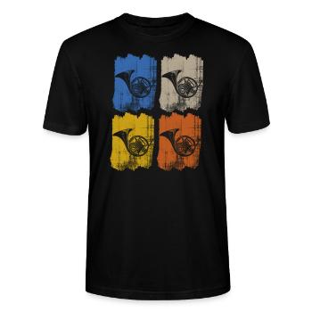 corne - T-shirt bio CRAFTER Stanley Stella Unisexe - noir - Devant - Alina (178cm) & Michal (187cm)