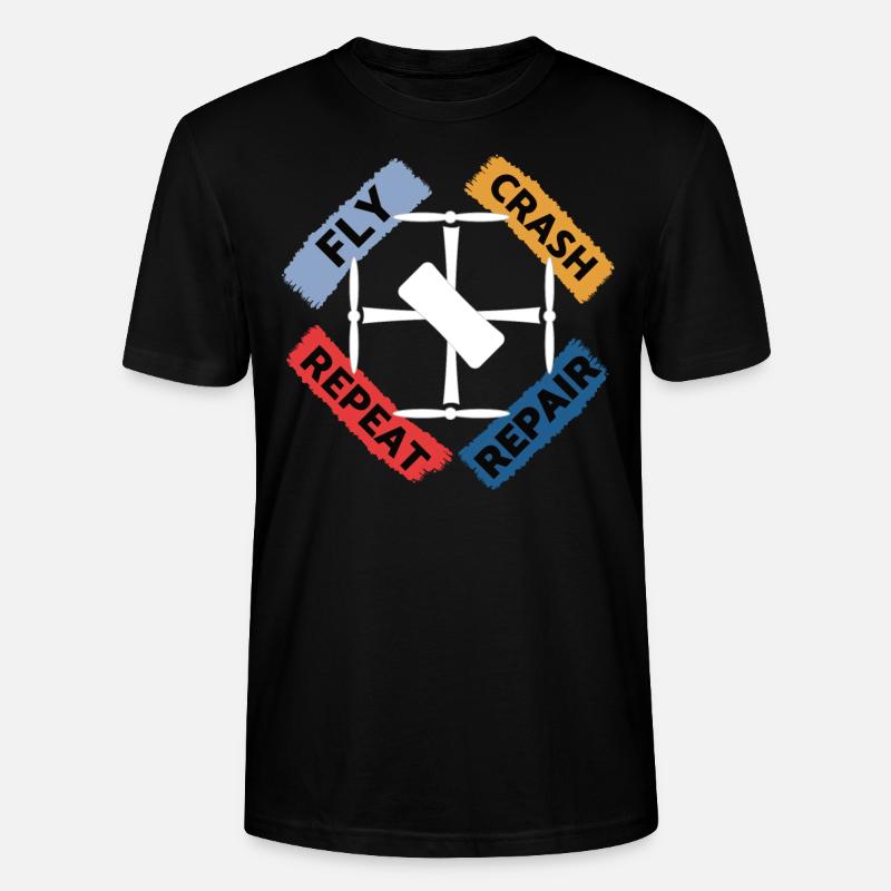 Fly - Crash - Repair - Repeat - Stanley/Stella Unisex Bio-T-Shirt CRAFTER - Schwarz