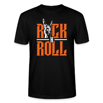 Rock'n'Roll - T-shirt bio CRAFTER Stanley Stella Unisexe - noir - Devant - Alina (178cm) & Michal (187cm)