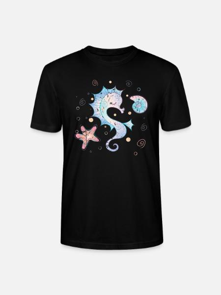 sea horse - Stanley/Stella CRAFTER Unisex Organic T-Shirt - black