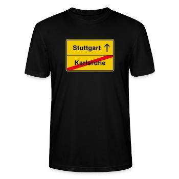 Stuttgart 1893 Neckarstadion Derby anti Karlsruhe - Stanley/Stella Unisex Bio-T-Shirt CRAFTER - Schwarz - Vorne - Alina (178cm) & Michal (187cm)