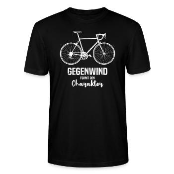 Biking Gegenwind formt den Charakter - Stanley/Stella Unisex Bio-T-Shirt CRAFTER - Schwarz - Vorne - Alina (178cm) & Michal (187cm)