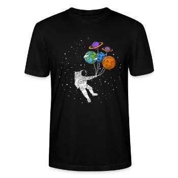 Astronomie Astronaut - Stanley/Stella Unisex Bio-T-Shirt CRAFTER - Schwarz - Vorne - Alina (178cm) & Michal (187cm)