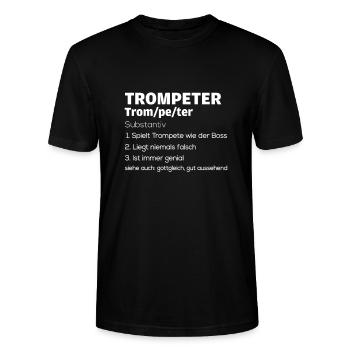 Trompete & Trompeter Musiker Band Chor Geschenk - Stanley/Stella Unisex Bio-T-Shirt CRAFTER - Schwarz - Vorne - Alina (178cm) & Michal (187cm)