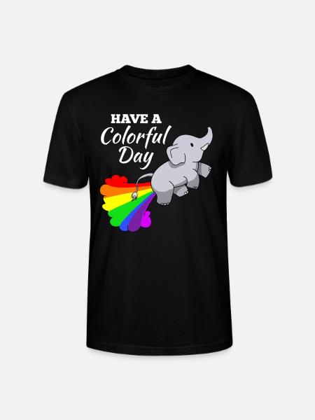 Elephant joke comic illustration rainbow - Stanley/Stella CRAFTER Unisex Organic T-Shirt - black