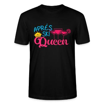 Apres Ski Queen Skifahren Schnee Wintersport Geschenk - Stanley/Stella Unisex Bio-T-Shirt CRAFTER - Schwarz - Vorne - Alina (178cm) & Michal (187cm)