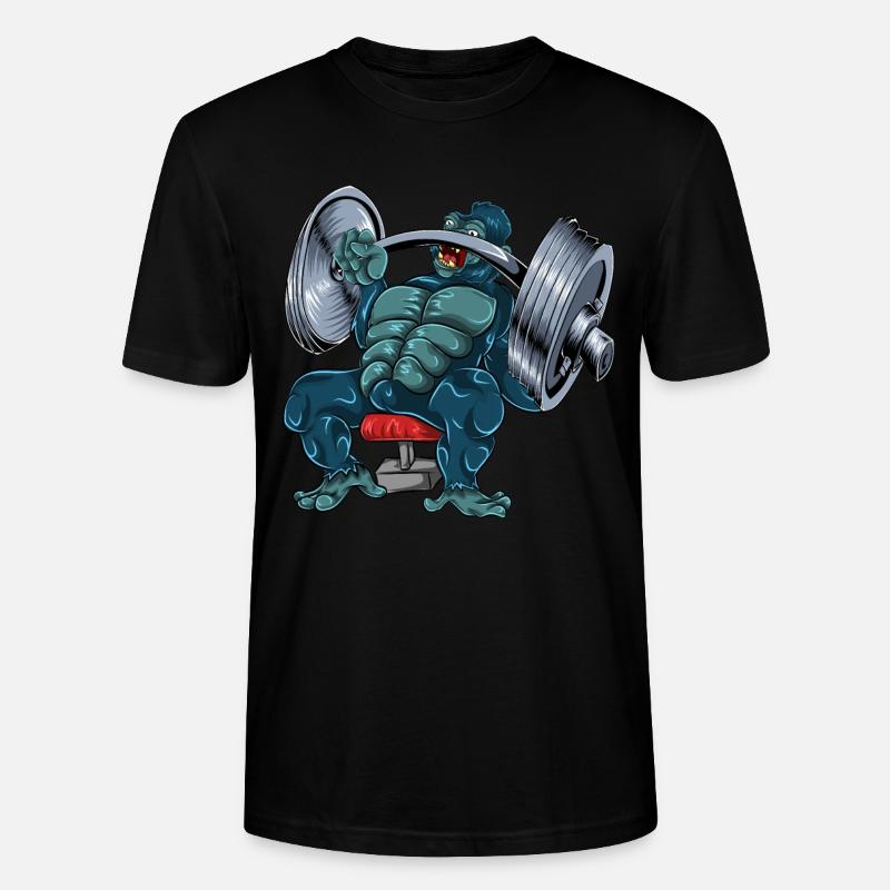 Gorilla Affe Bankdrücken - Stanley/Stella Unisex Bio-T-Shirt CRAFTER - Schwarz