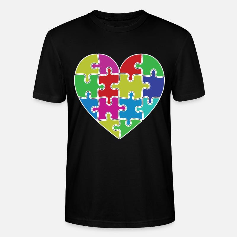 Herz Puzzle Patch Herz - Stanley/Stella Unisex Bio-T-Shirt CRAFTER - Schwarz
