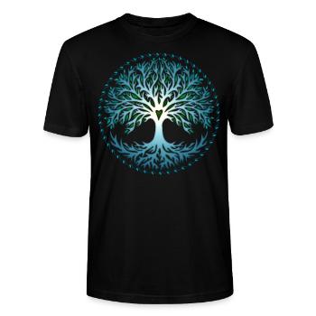 Baum des Lebens Yggdrasil Weltenbaum, tree of life - Stanley/Stella Unisex Bio-T-Shirt CRAFTER - Schwarz - Vorne - Alina (178cm) & Michal (187cm)