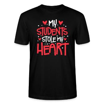 Teacher - Stanley/Stella CRAFTER Unisex Organic T-Shirt - black - Front - Alina (178cm) & Michal (187cm)
