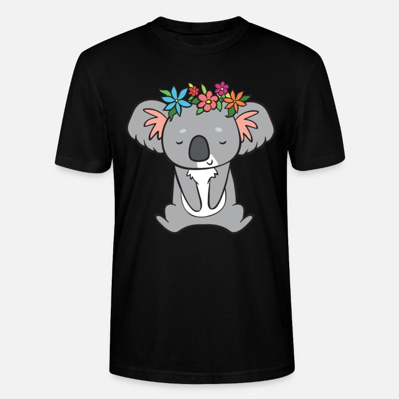Koala - mit Blumen - Stanley/Stella Unisex Bio-T-Shirt CRAFTER - Schwarz