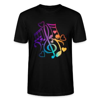 Notes de musique Clef - T-shirt bio CRAFTER Stanley Stella Unisexe - noir - Devant - Alina (178cm) & Michal (187cm)