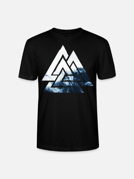 Valknut, symbol på Odin - Med skyskov - Stanley Stella CRAFTER unisex økologisk-T-shirt - sort