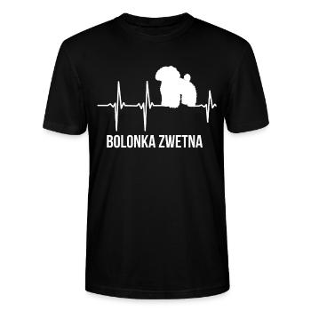 Bolonka Zwetna Herzschlag für Hund Frauchen Gassi - Stanley/Stella Unisex Bio-T-Shirt CRAFTER - Schwarz - Vorne - Alina (178cm) & Michal (187cm)