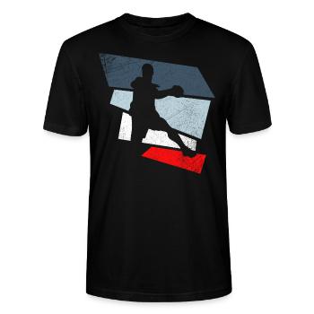 Handball - Stanley/Stella Unisex Bio-T-Shirt CRAFTER - Schwarz - Vorne - Alina (178cm) & Michal (187cm)