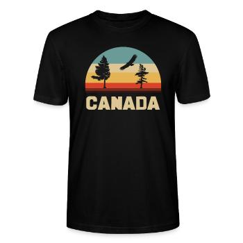 Kanada - Stanley/Stella Unisex Bio-T-Shirt CRAFTER - Schwarz - Vorne - Alina (178cm) & Michal (187cm)