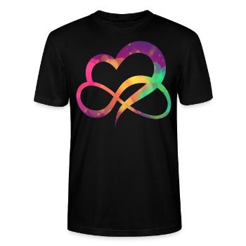 Buntes Herz - Stanley/Stella Unisex Bio-T-Shirt CRAFTER - Schwarz - Vorne - Alina (178cm) & Michal (187cm)