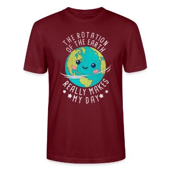 Earth Day Planet Erde - Stanley/Stella Unisex Bio-T-Shirt CRAFTER - Burgunderrot - Vorne - Alina (178cm) & Michal (187cm)
