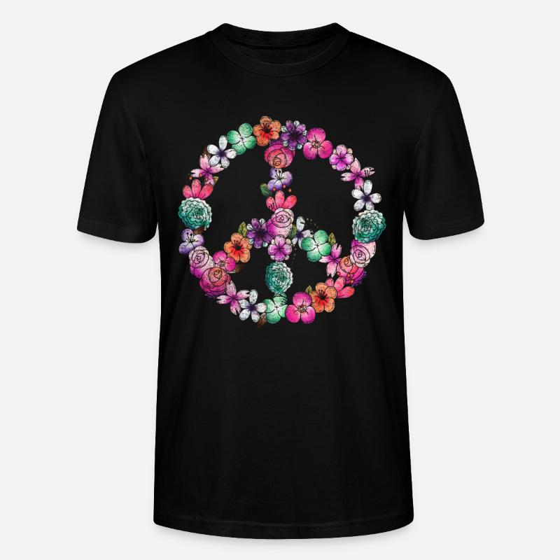Fleurs de paix - T-shirt bio CRAFTER Stanley Stella Unisexe - noir