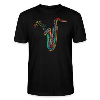 Musique jazz saxophone - T-shirt bio CRAFTER Stanley Stella Unisexe - noir - Devant - Alina (178cm) & Michal (187cm)